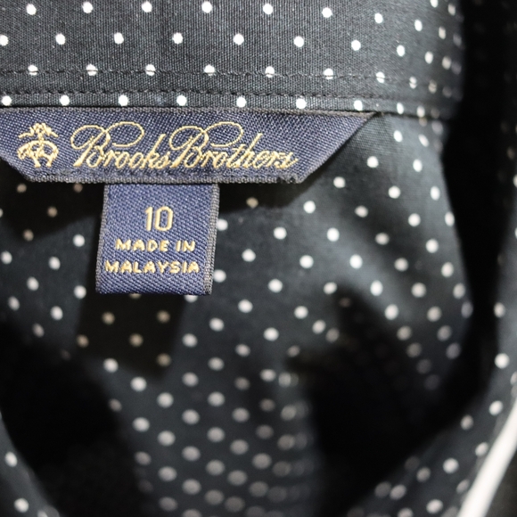 Brooks Brothers Black White Polka Dot Belted Long Sleeve Cotton Dress 10 - Picture 14 of 15